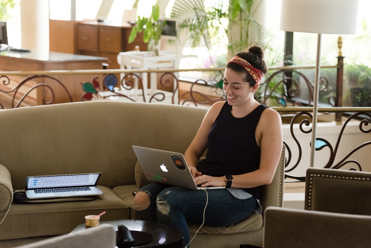 working on laptop in Panama