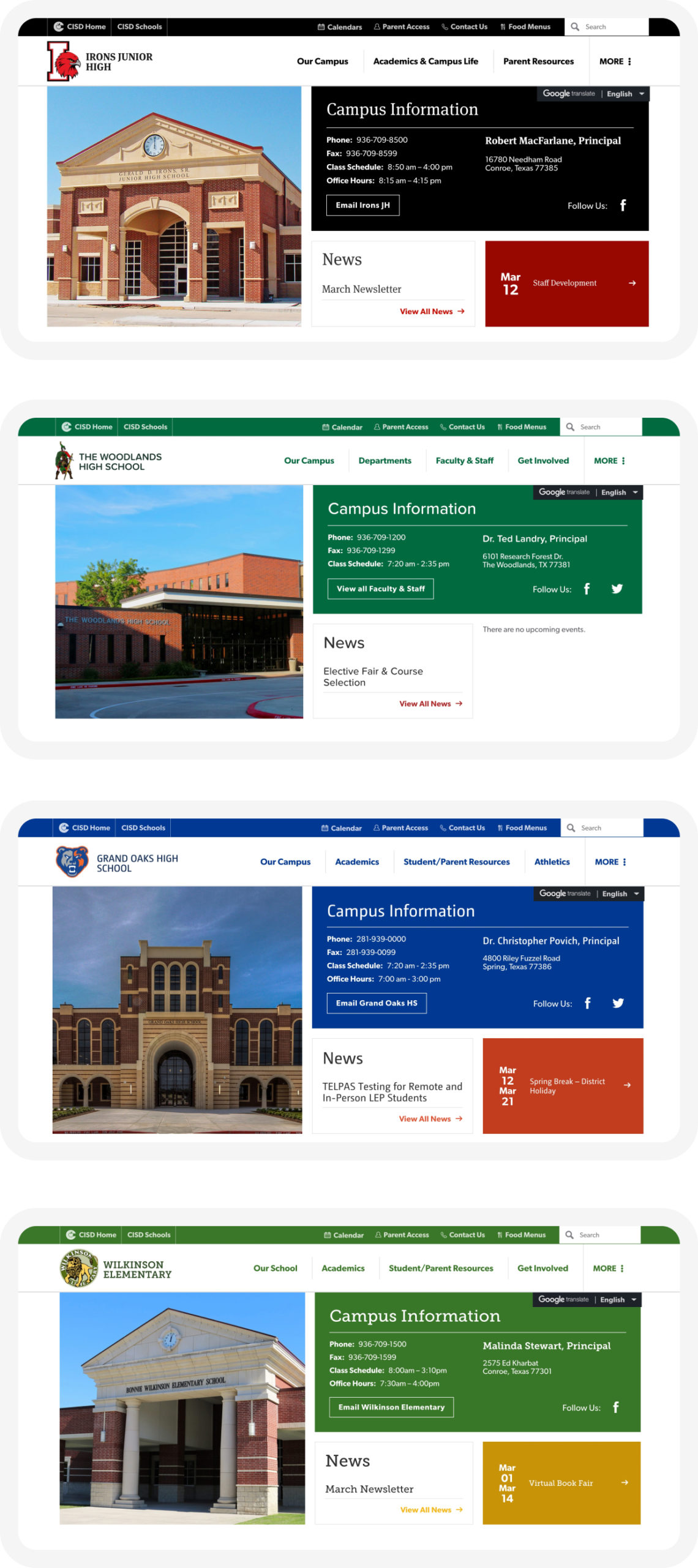 Different styles for each location