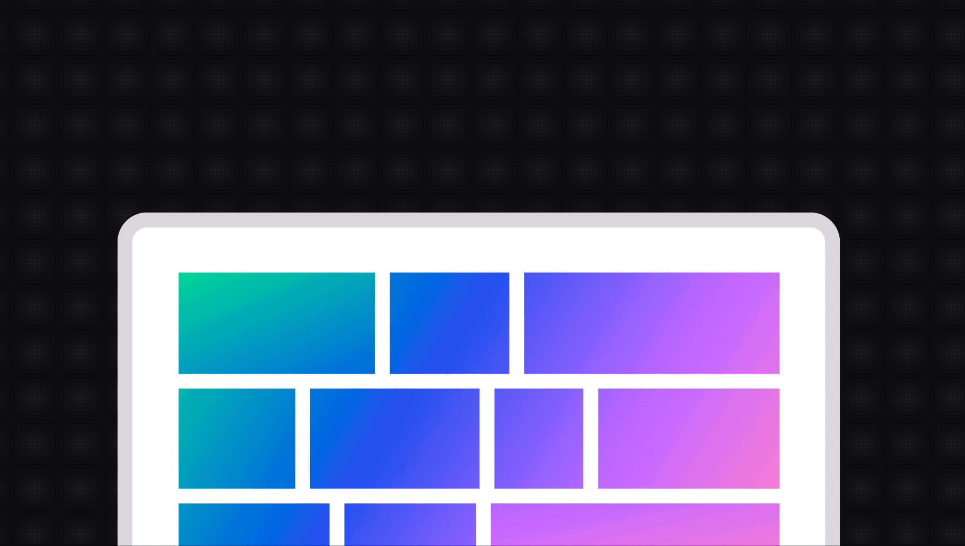 A screen with gradient images and a heart animation above it