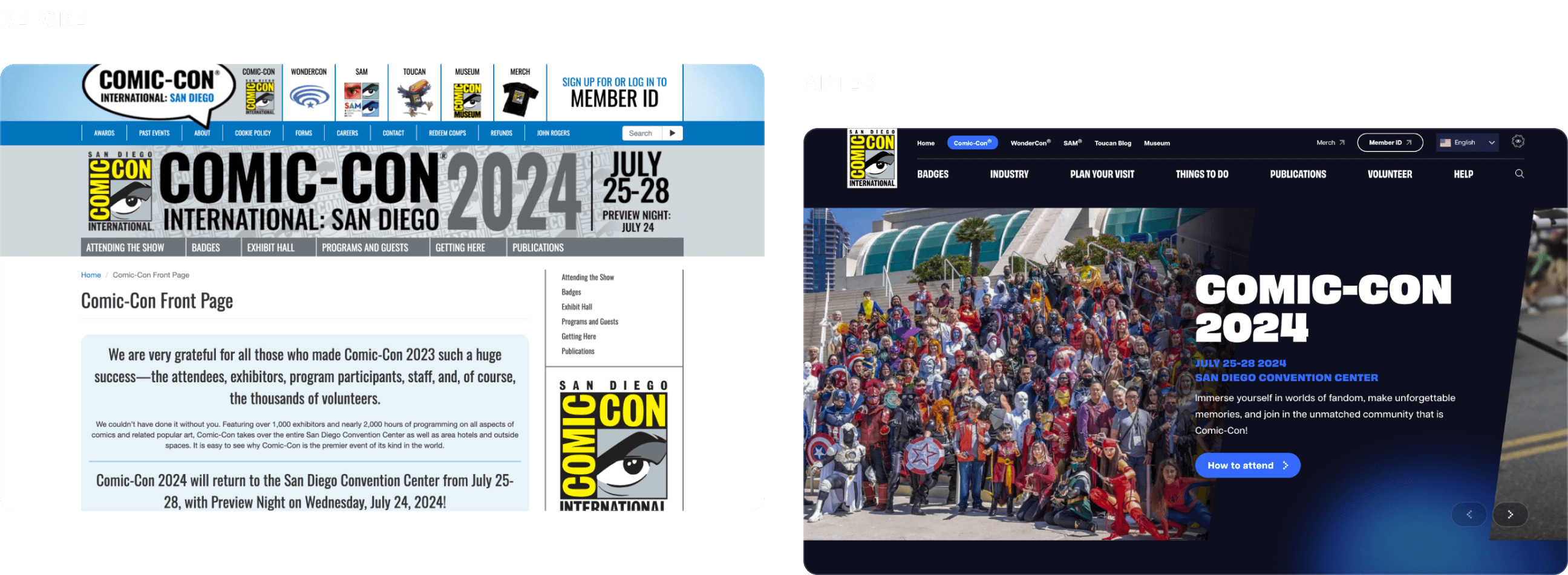 Website: the before and after